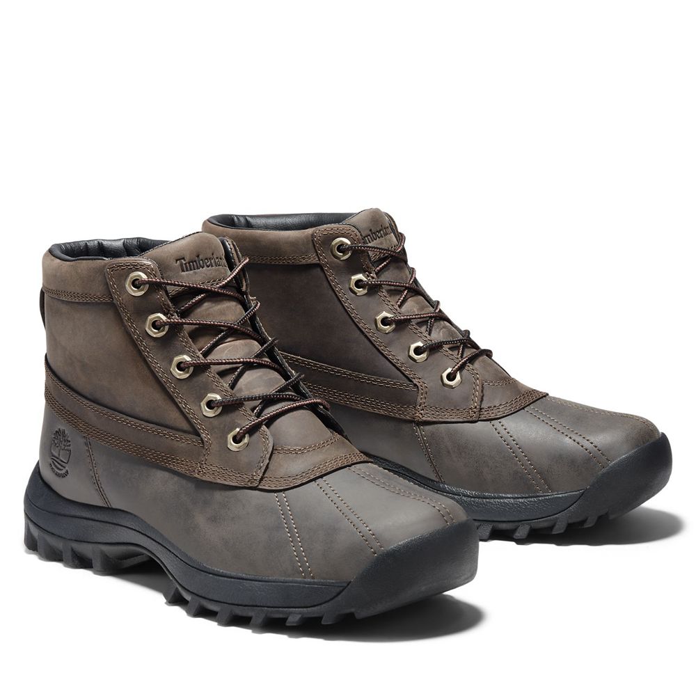 Timberland Μποτες Χιονιού Ανδρικα Καφε - Canard Mid Waterproof Δερματινα - Greece 1796342-NJ